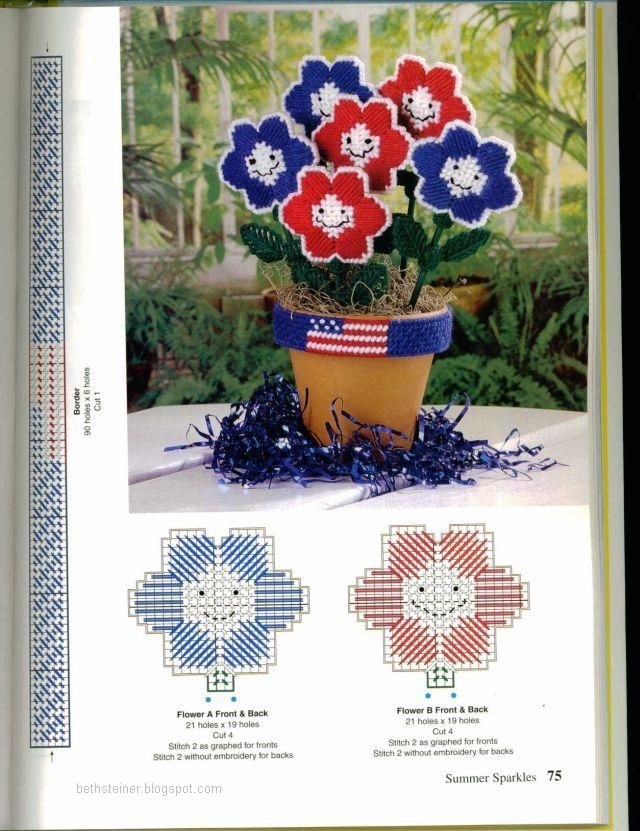 Plastic Canvas Flower Pattern Free Now Take One Of Your Long Rectangles 