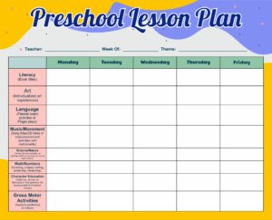 Preschool Lesson Plan Template Preschool Weekly Lesson Plans Lesson