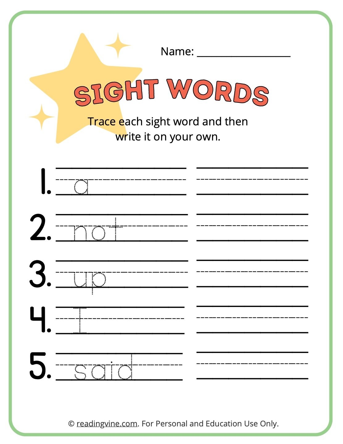 Preschool Sight Words