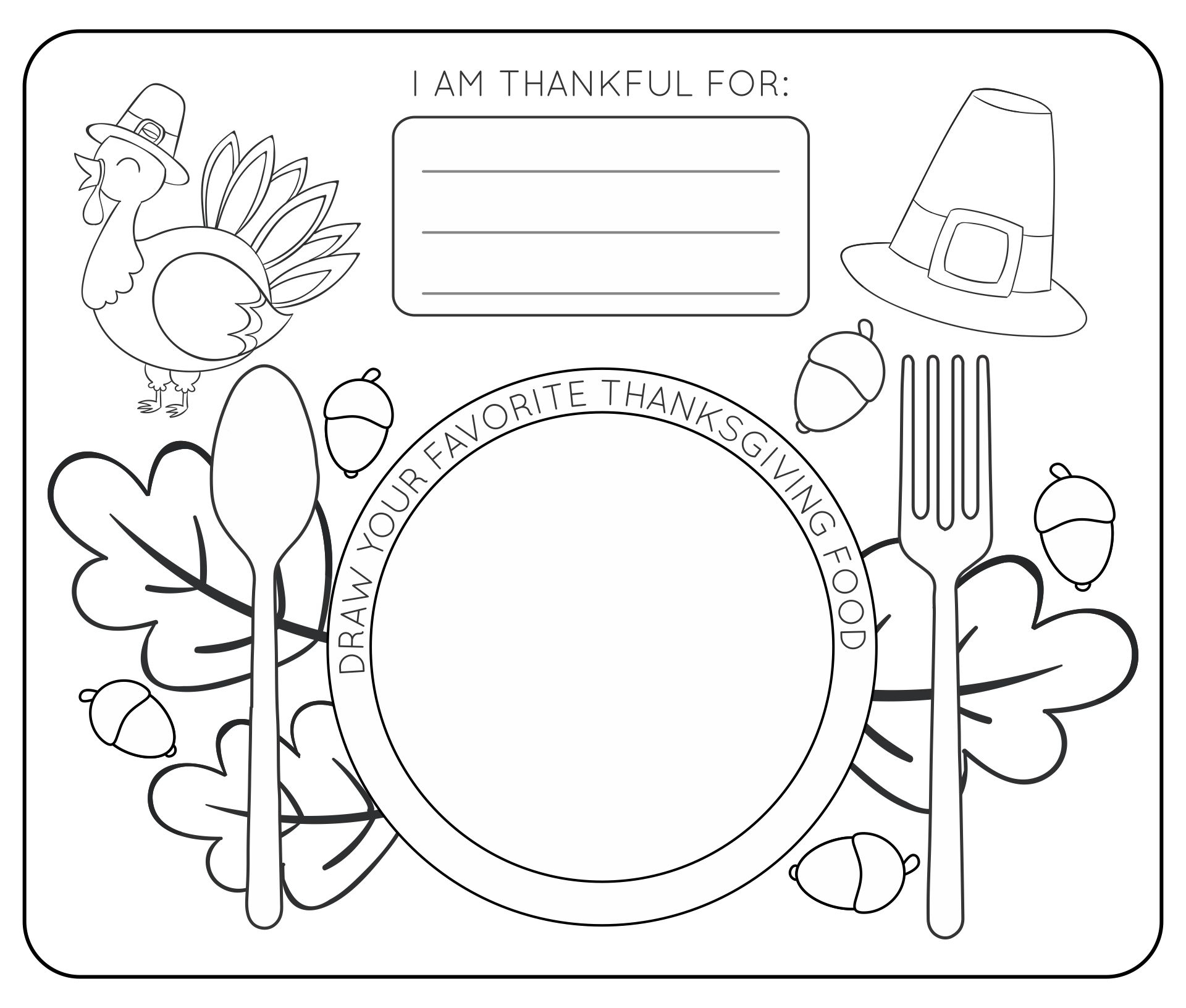 Free Printable Thanksgiving Placemats For Preschoolers