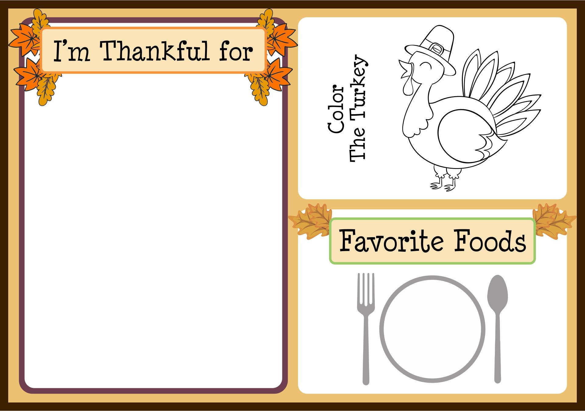Preschool Thanksgiving Placemats 15 Free PDF Printables Printablee