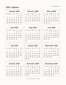 Printable 2026 Calendar