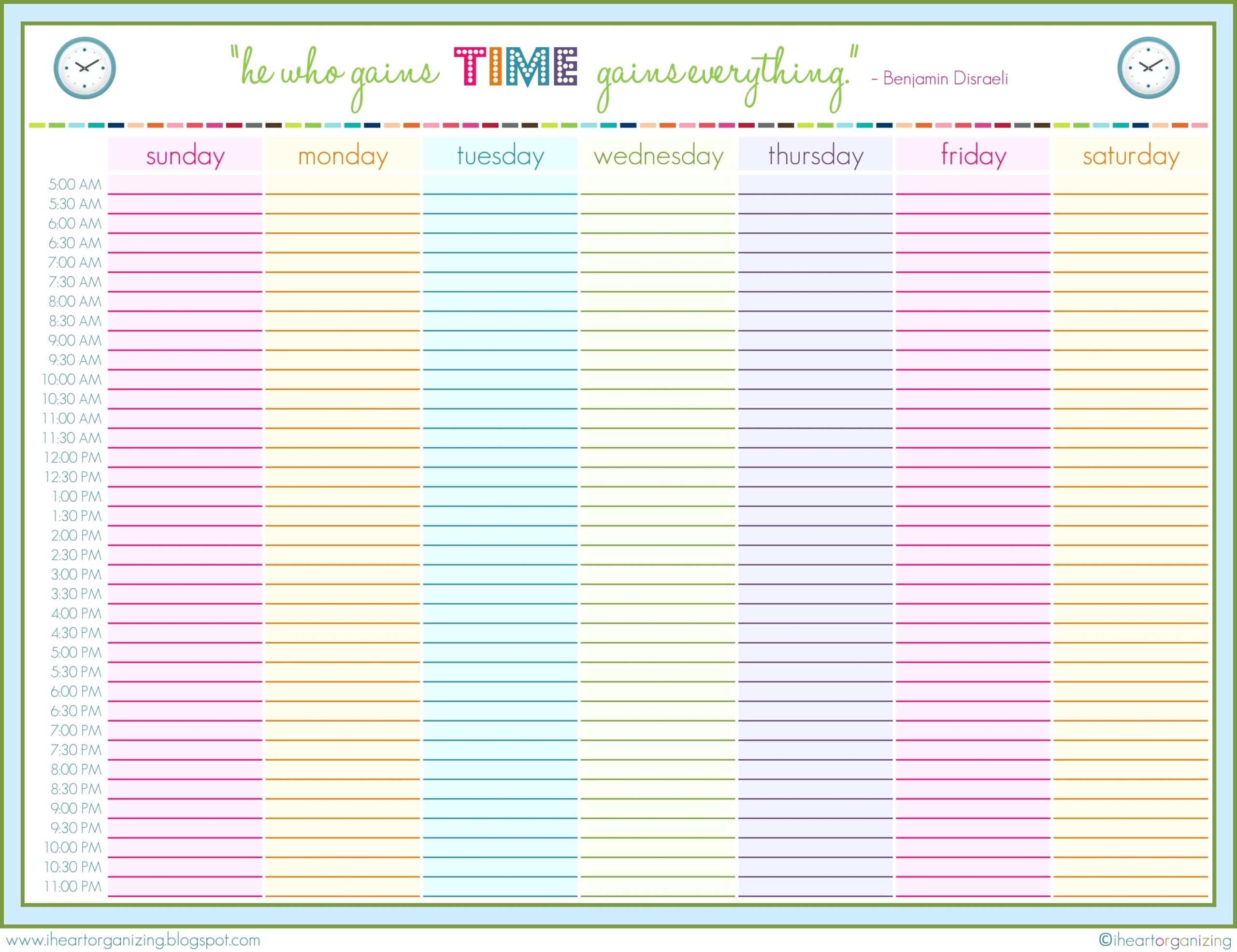 Printable 24 Hour Daily Schedule Template Free Templates Printable