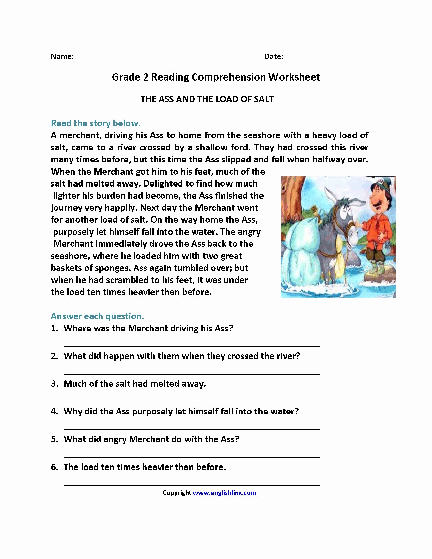 Free Printable Reading Worksheets For 4Th Grade