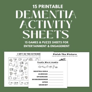 Printable Activity Sheets Alzheimer 39 s Dementia Care Senior Games