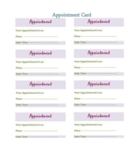 Printable Appointment Reminder Cards Template Free