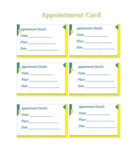 Printable Appointment Reminder Cards Template Free