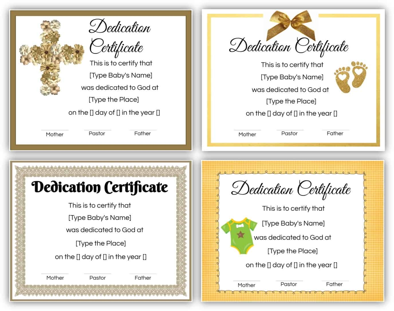 Free Printable Baby Dedication Certificate Templates
