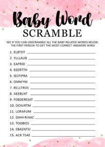 Printable Baby Shower Word Scramble Vrogue co