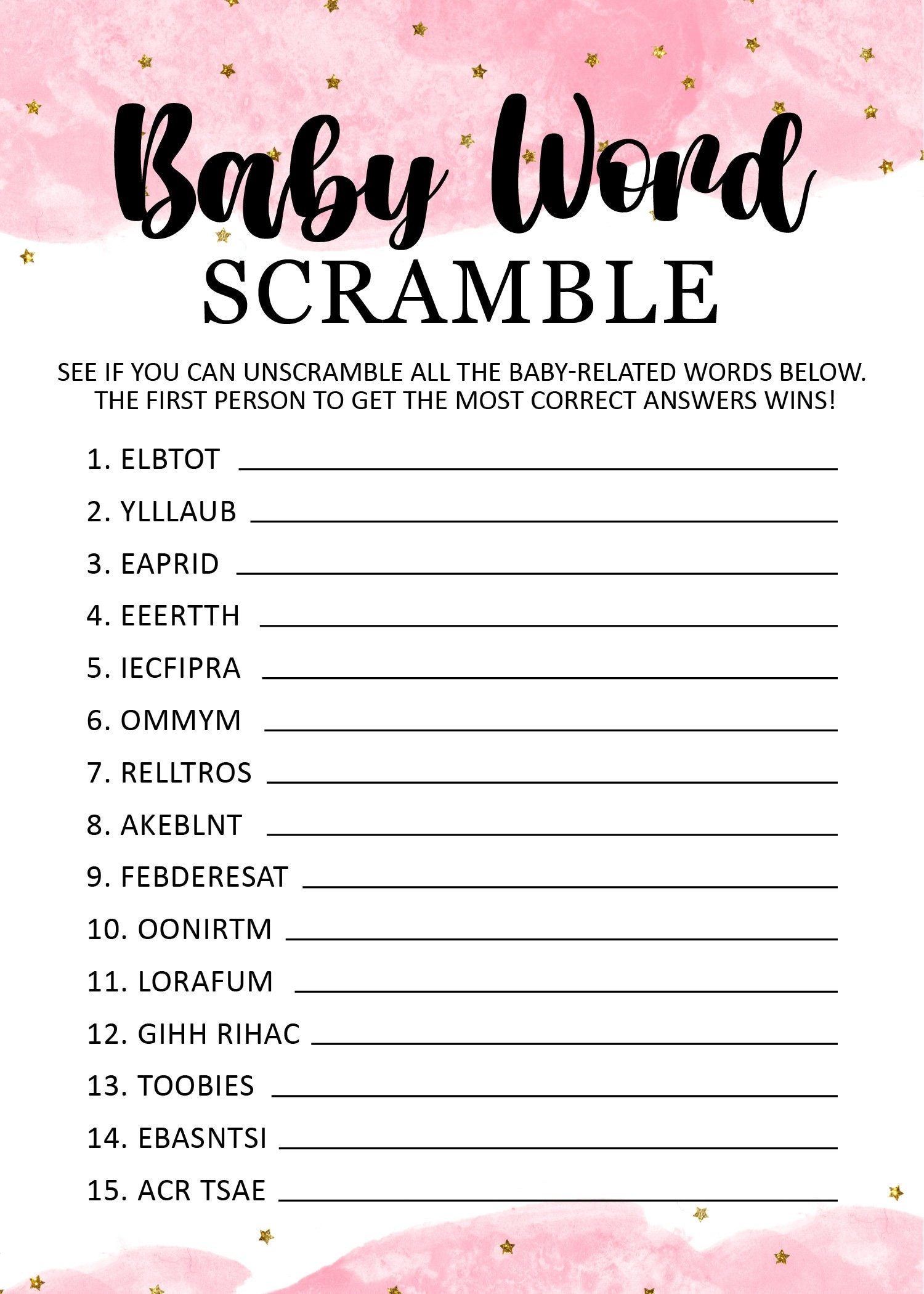Printable Baby Shower Word Scramble Vrogue co