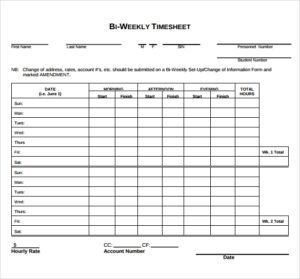 Printable Bi Weekly Timesheet Template Printable Templates
