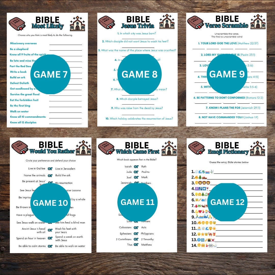 Printable Bible Games Bundle Bible Trivia Bible Games For Adults 