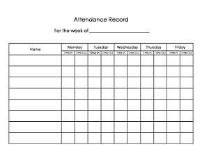 Printable Child Care Forms Attendance Records