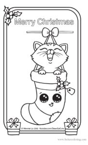 Printable Christmas Cat Coloring Pages