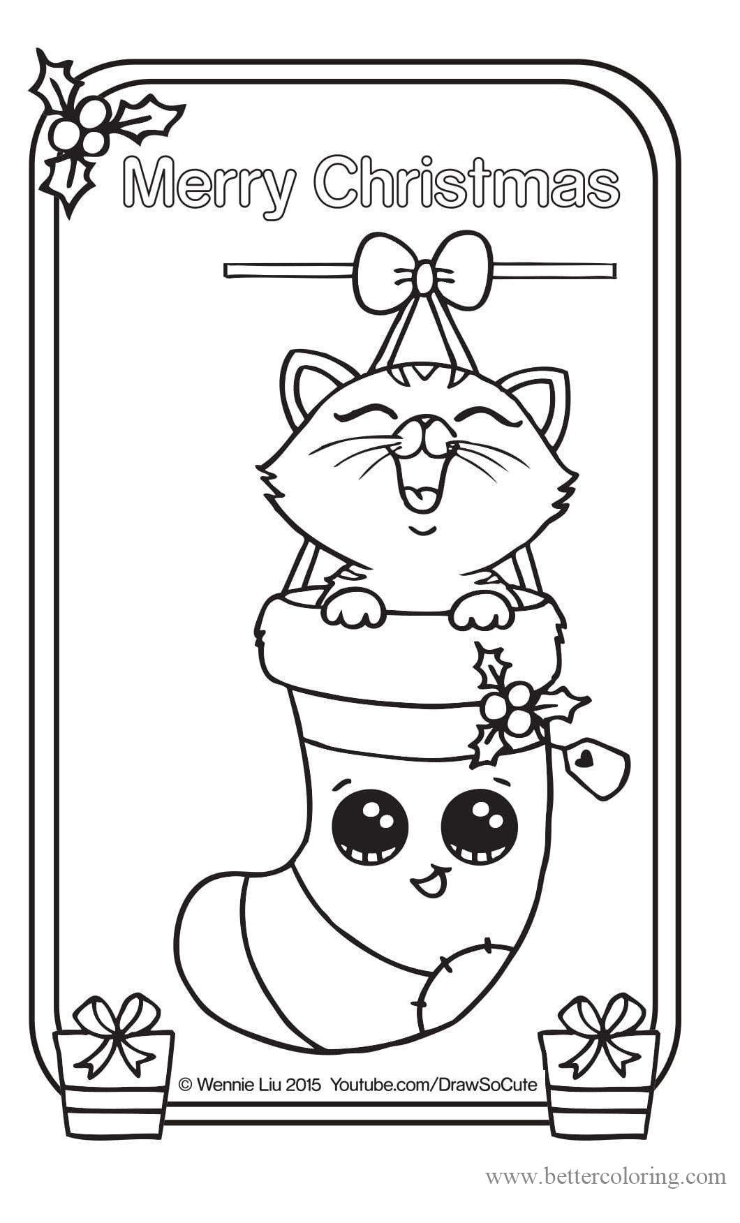 Free Printable Christmas Cat Coloring Pages