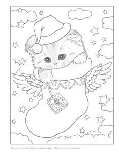 Printable Christmas Cat Coloring Pages