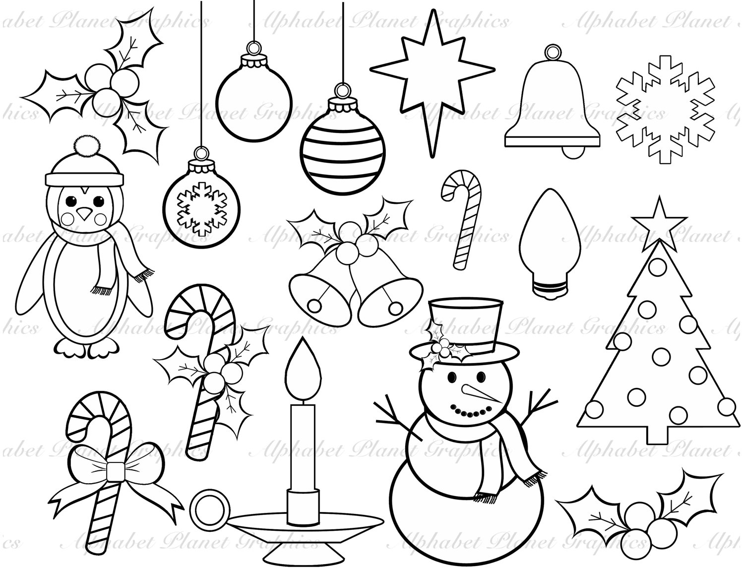 Printable Christmas Clipart Black And White