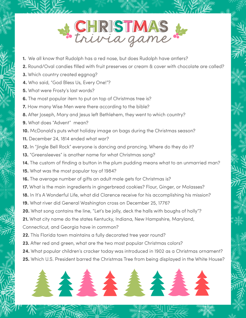 Printable Christmas Games With Answers Printable Online