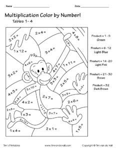 Printable Color By Number Multiplication Worksheets PDF Tim 39 s Printables