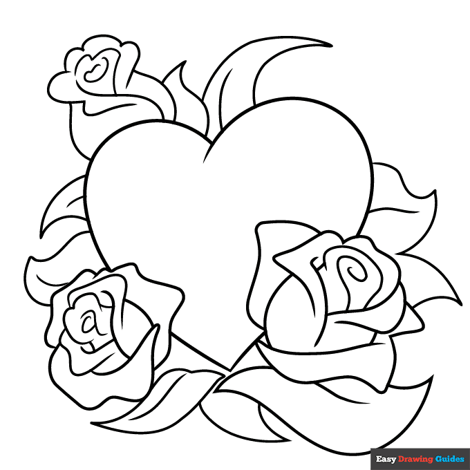 Printable Coloring Pages Flowers And Hearts Fleurs Coeur Motifs 