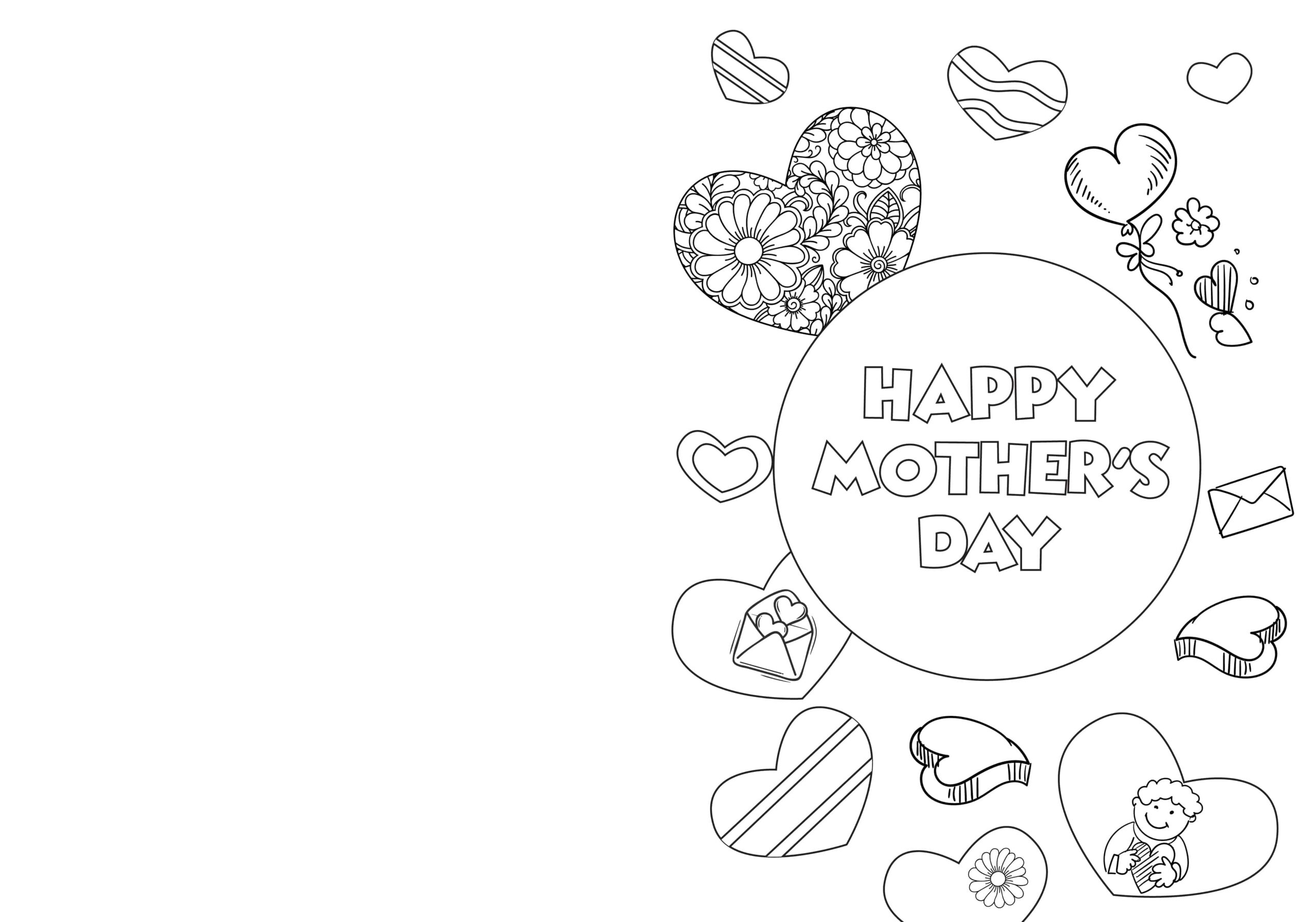 Printable Colouring Mothers Day Cards