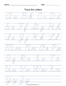 Printable Cursive Handwriting Worksheets Practice Letters Free