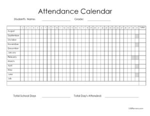Printable Daycare Attendance Sheet Template