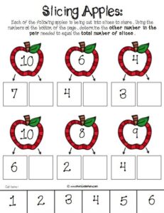 Printable Decomposing Numbers Kindergarten Worksheets