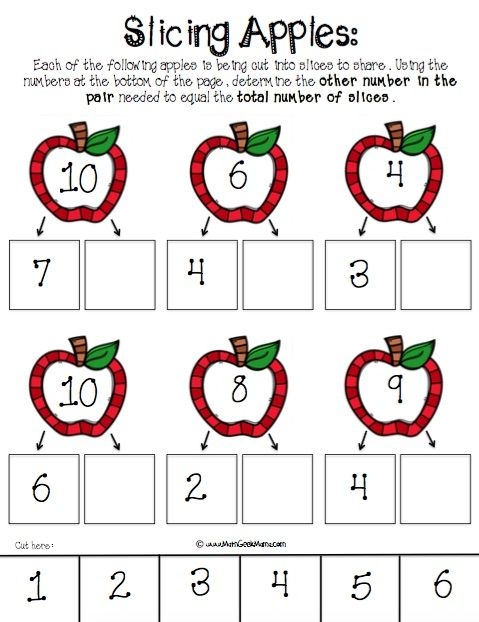 Printable Decomposing Numbers Kindergarten Worksheets