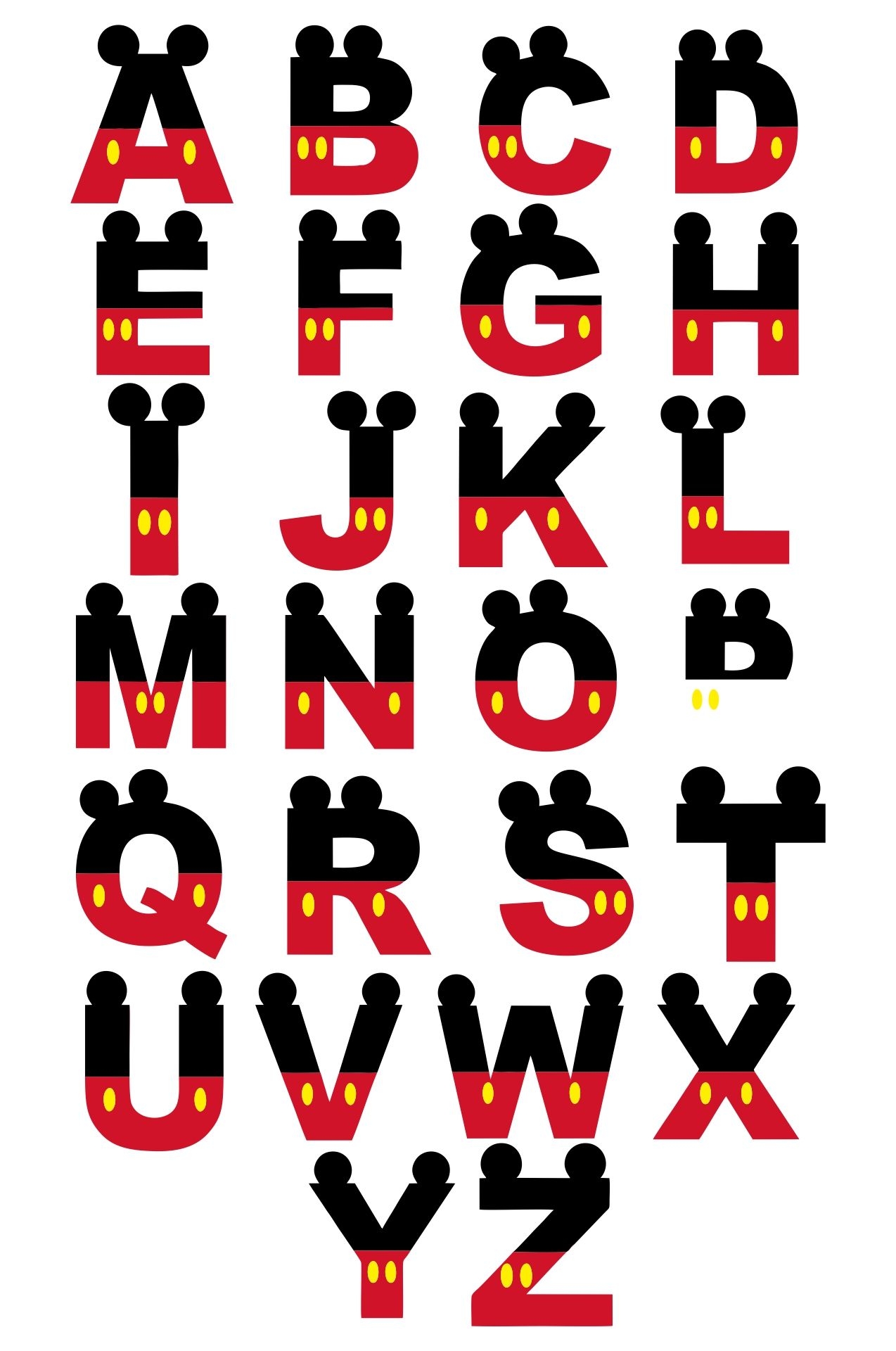 Printable Disney Letters Alphabet Disney Characters Letters Alphabet 