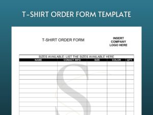 Printable Downloadable T Shirt Order Form Template Printables