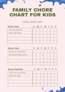 Printable Family Chore Chart Printable Free Templates