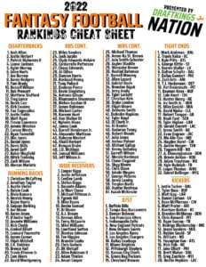 Printable Fantasy Football Cheat Sheet 2024 FREE Printables