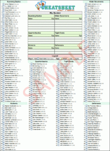 Printable Fantasy Football Cheat Sheets