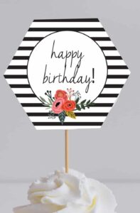 Printable Floral Free Printable Happy Birthday Cake Topper Printable