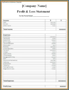 Printable Free Profit And Loss Template Printable Templates