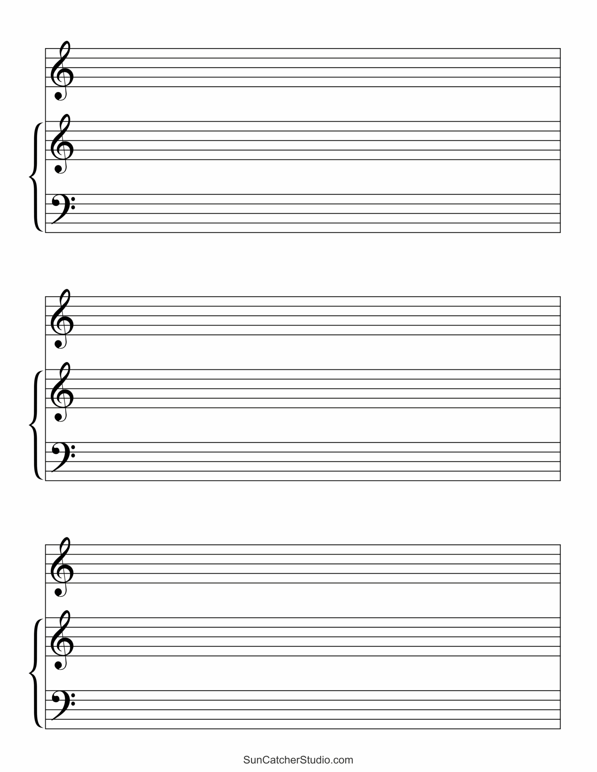 Printable Full Page Blank Piano Sheet Music
