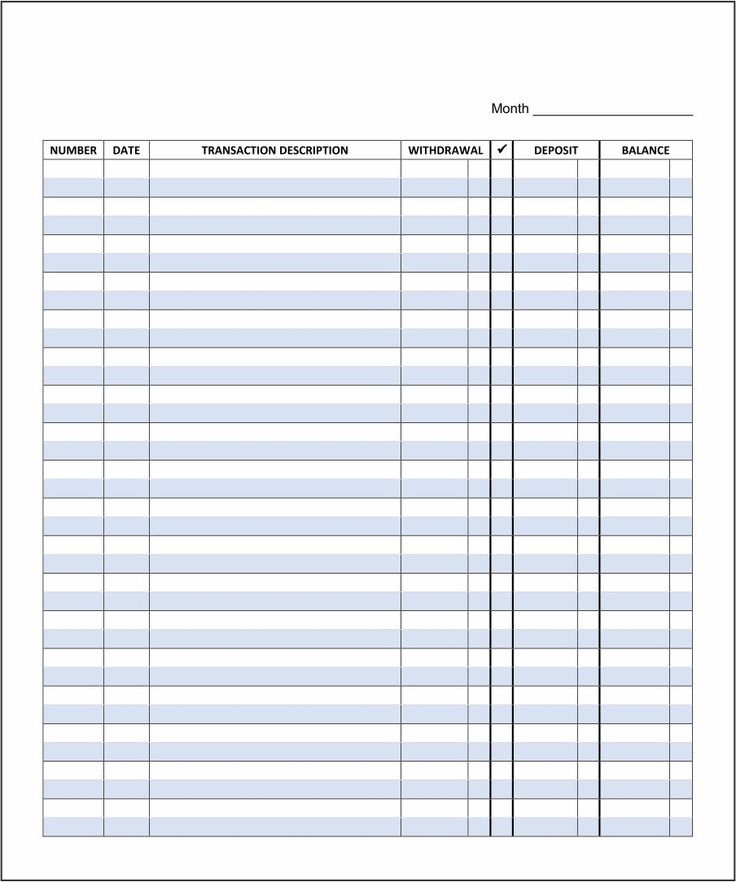 Printable Full Page Check Register PDF Printable Check Register 