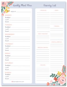 Printable Grocery List And Meal Planner