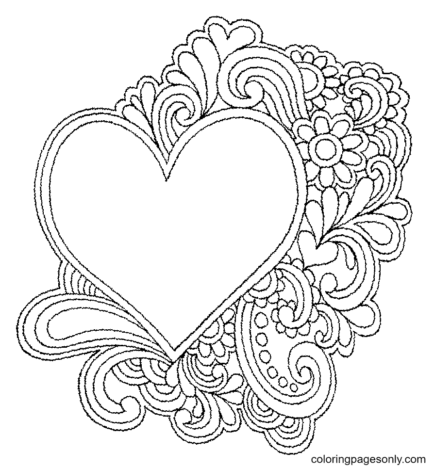 Printable Hearts And Flowers Coloring Page Free Printable Coloring Pages