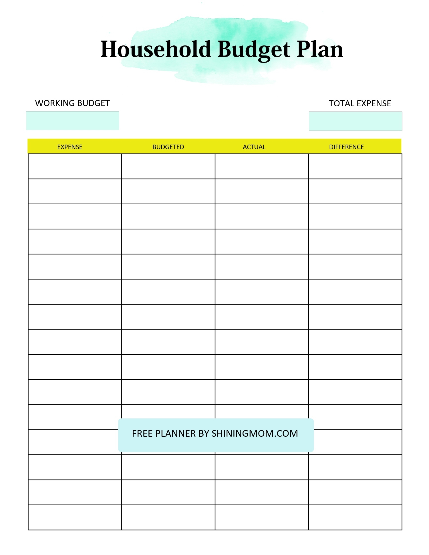 Printable Household Budget Template Printable Free Templates