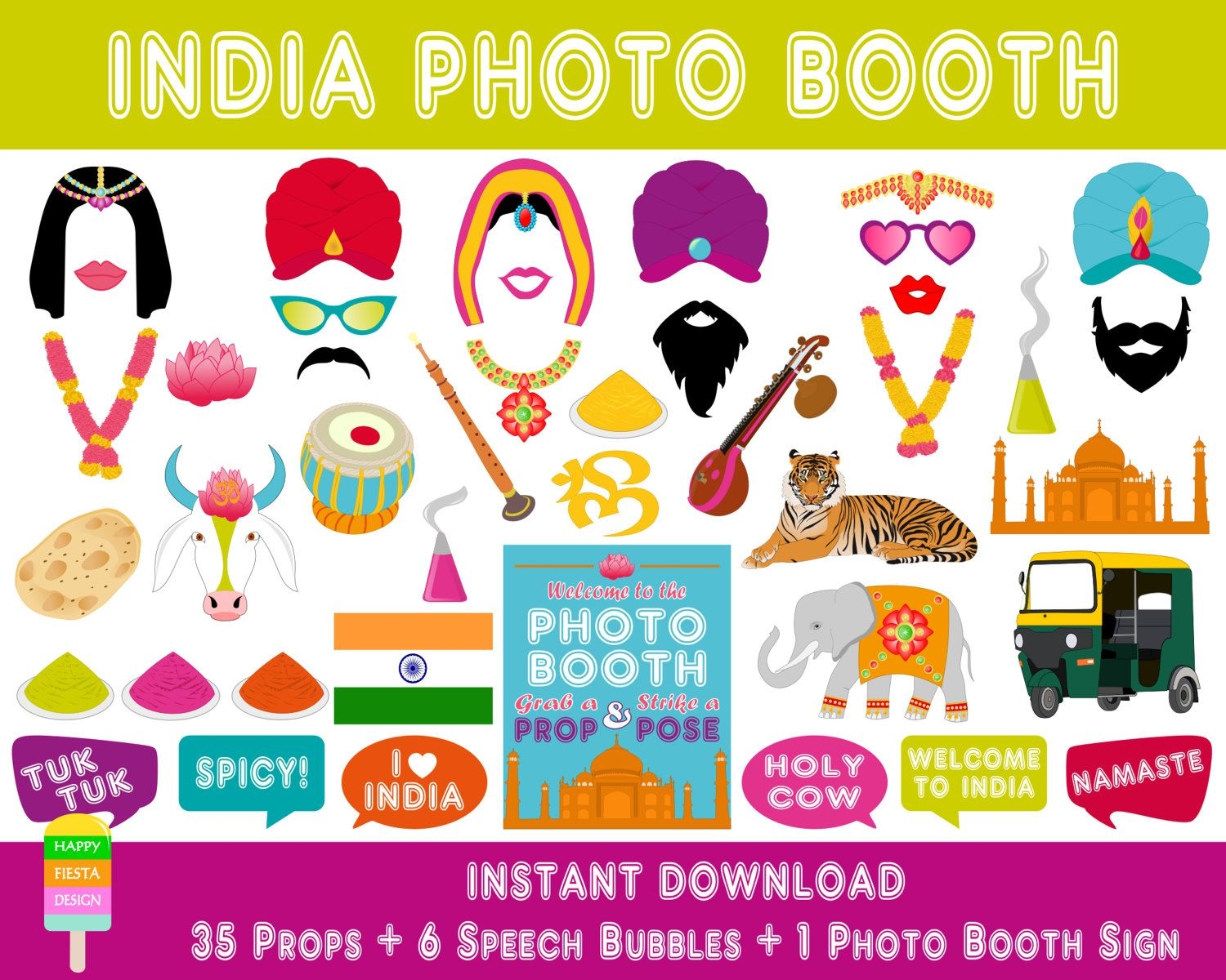 PRINTABLE India Photo Booth PropsBollywood Props India Party Etsy 