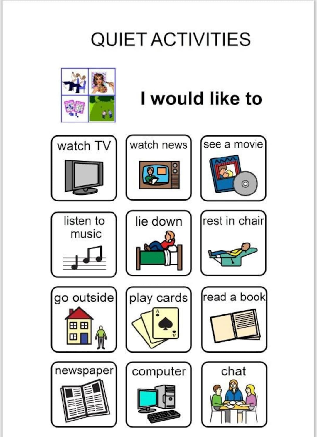 Printable Large Picture Communication Board Set For Adults Seniors 