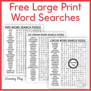 Printable Large Print Word Search Puzzles FREE Growing Play