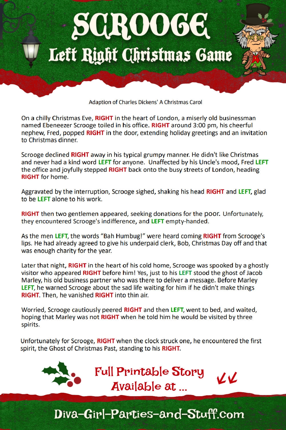 Christmas Left Right Game Free Printable