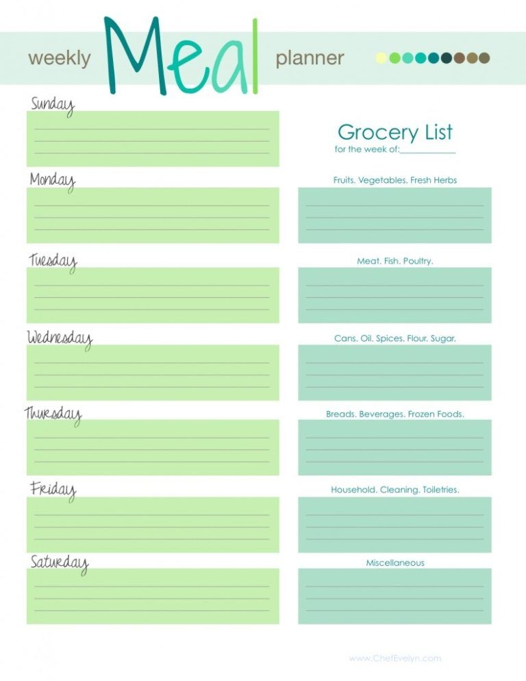 Free Printable Meal Planner With Grocery List