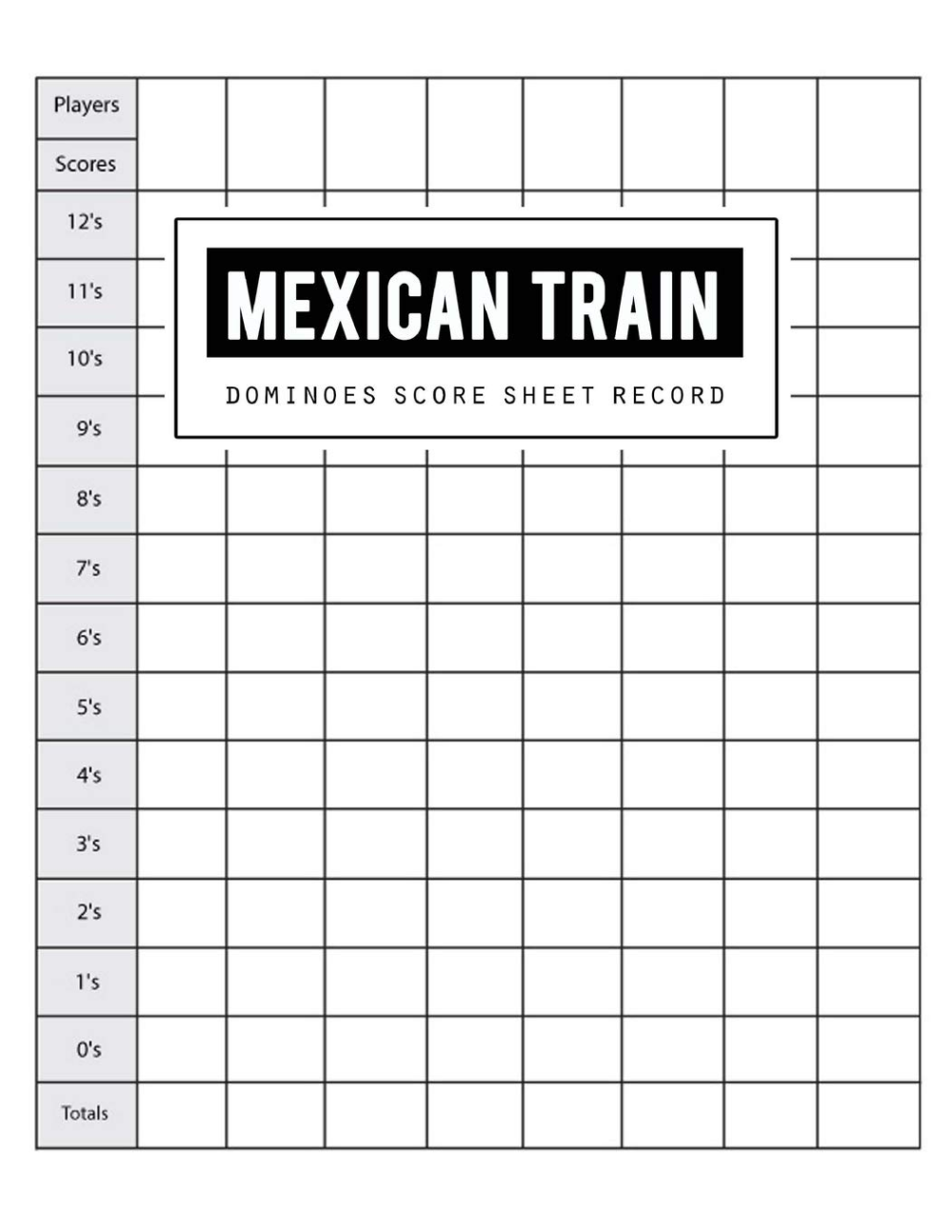 Printable Mexican Train Score Sheet 15