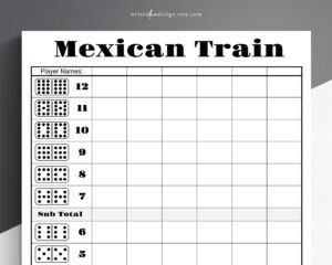 Printable Mexican Train Score Sheet Printable Wedding Stationery