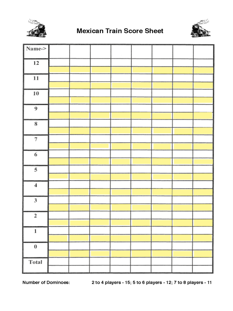 Printable Mexican Train Score Sheet Printable Word Searches