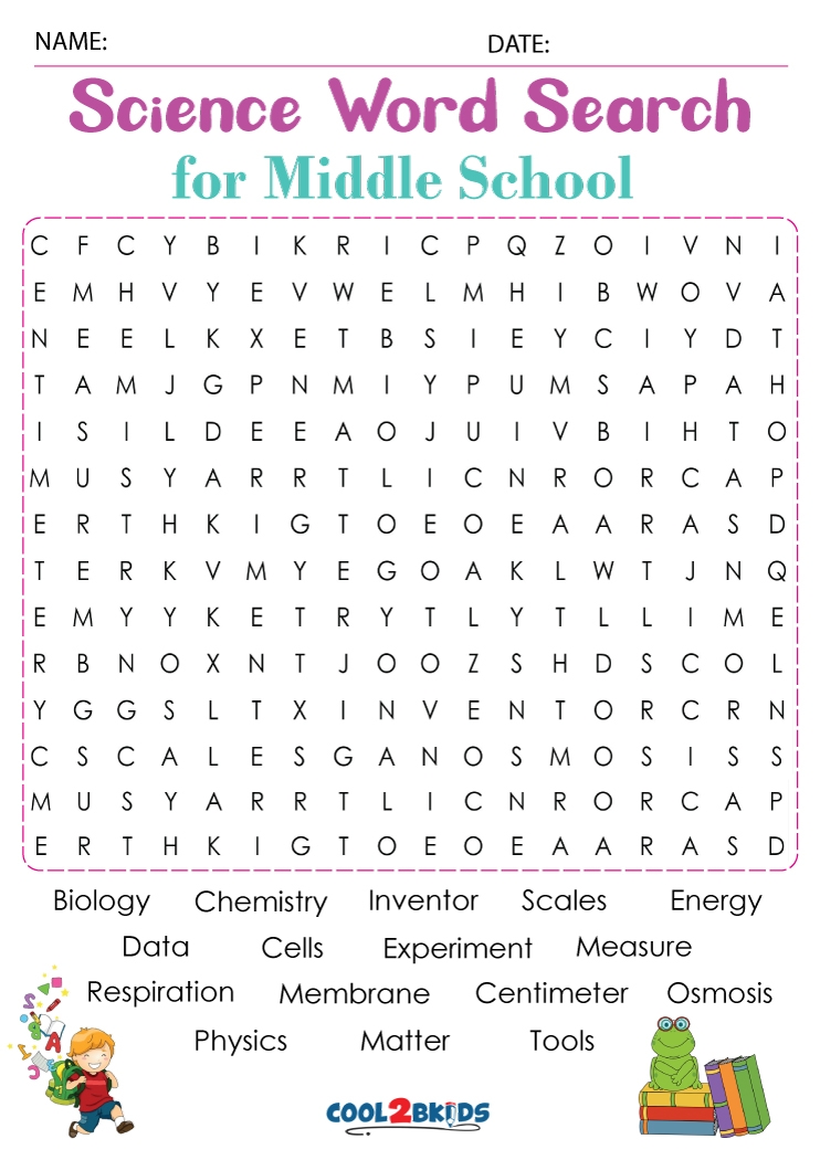 Printable Middle School Word Search Cool2bKids